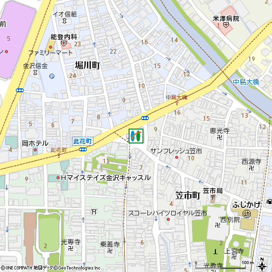 金沢駅前支店（笠市支店内）付近の地図